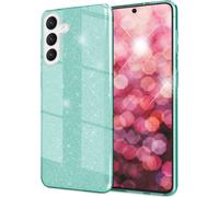Housse hybride pailletée NALIA pour Samsung Galaxy S24 Housse, glamour brillant Housse de protection pailletée avec silicone renforcé menthe-verte
