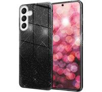 Housse hybride pailletée NALIA pour Samsung Galaxy S24 Housse, Glamour brillant Housse de protection pailletée avec silicone renforcé Noir