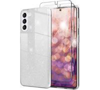 Housse hybride pailletée pour Samsung Galaxy S23 Plus, 2x protection d'écran en verre argenté