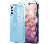 Housse hybride pailletée pour Samsung Galaxy S23 Plus, 2x protection d'écran en verre bleu