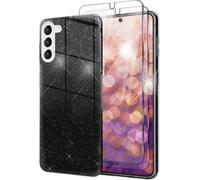 Housse hybride pailletée pour Samsung Galaxy S23 Plus, 2x protection d'écran en verre noir
