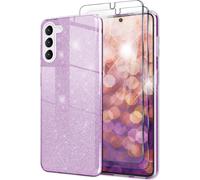 Housse hybride pailletée pour Samsung Galaxy S23 Plus, 2x protection d'écran en verre violet