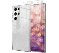 Housse hybride pailletée pour Samsung Galaxy S23 Ultra, 2x protection d'écran Argent