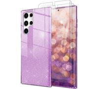 Housse hybride pailletée pour Samsung Galaxy S23 Ultra, 2x protection d'écran Violet