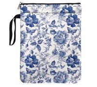 Housse imperméable en porcelaine bleue et blanche pour amateurs de livres avec fermeture éclair et poignée de poche avant pour femme, grand-mère, lectrice, accessoires de livre