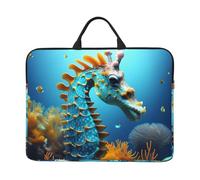 Housse imperméable et résistante aux chocs pour ordinateur portable 14" Motif hippocampe bleu