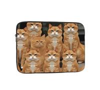 Housse imperméable et résistante aux chocs pour ordinateur portable de 12 pouces - Motif chats orange