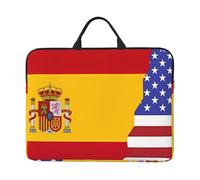 Housse imperméable et résistante aux chocs pour ordinateur portable de 14" avec imprimé drapeau espagnol américain, convient pour le travail, les voyages d'affaires et les voyages quotidiens.