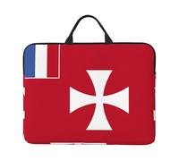 Housse imperméable et résistante aux chocs pour ordinateur portable de 14" avec motif drapeau des îles Wallis et Futuna, adaptée pour le travail, les voyages d'affaires et les voyages quotidiens.