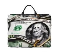 Housse imperméable et résistante aux chocs pour ordinateur portable de 14 pouces avec motifs de billets de banque, convient pour le travail, les voyages d'affaires et les voyages quotidiens.