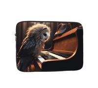 Housse imperméable légère pour ordinateur portable de 15" Motif hibou joue au piano
