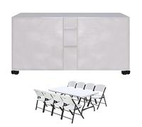 Housse imperméable pour meubles d'extérieur, 240 x 140 x 90 cm, coupe-vent, résistante aux UV, à la poussière, avec grille d'aération rectangulaire, argentée, pour chaises et tables