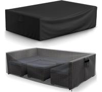 Housse imperméable pour meubles d'extérieur 330 x 330 x 70 cm - Housse de table et chaise de patio en rotin pour bancs et boîtes de rangement rectangulaires pour jardin d'hiver