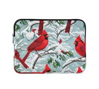 Housse imperméable pour ordinateur portable 13-14" Motif oiseau d'hiver Rouge