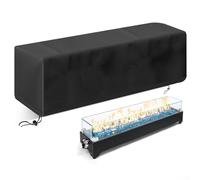 Housse imperméable pour table de feu rectangulaire d'extérieur avec tissu Oxford 600D et cordons de serrage coupe-vent