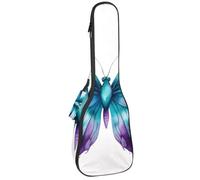 Housse imperméable pour ukulélé 58,4 cm avec rangement et poignée - Aquarelle Art Violet Turquoise Papillon, Multicolore 01., 25.9x9x3.1in/66x23x8cm, Organiseur de sac