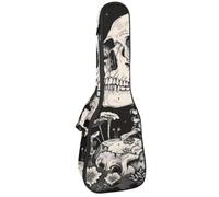 Housse imperméable pour ukulélé 58,4 cm avec rangement et poignée - Bleu sarcelle, marguerite, fleurs et papillon sur bois, Multicolore 02, 25.9x9x3.1in/66x23x8cm, Organiseur de sac