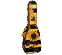 Housse imperméable pour ukulélé 58,4 cm avec rangement et poignée - Bleu sarcelle, marguerite, fleurs et papillon sur bois, Multicolore 10., 25.9x9x3.1in/66x23x8cm, Organiseur de sac