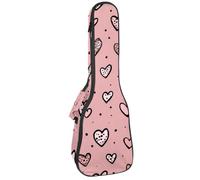 Housse imperméable pour ukulélé 58,4 cm avec rangement et poignée - Petits cœurs mignons à pois sur fond rose, Multicolore 05, 25.9x9x3.1in/66x23x8cm, Organiseur de sac