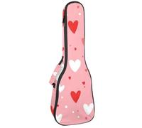 Housse imperméable pour ukulélé 58,4 cm avec rangement et poignée - Petits cœurs mignons à pois sur fond rose, Multicolore 03., 25.9x9x3.1in/66x23x8cm, Organiseur de sac