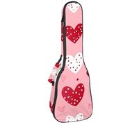 Housse imperméable pour ukulélé 58,4 cm avec rangement et poignée - Petits cœurs mignons à pois sur fond rose, Multicolore 06, 25.9x9x3.1in/66x23x8cm, Organiseur de sac