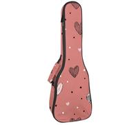 Housse imperméable pour ukulélé 58,4 cm avec rangement et poignée - Petits cœurs mignons à pois sur fond rose, Multicolore 04, 25.9x9x3.1in/66x23x8cm, Organiseur de sac