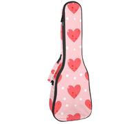 Housse imperméable pour ukulélé 58,4 cm avec rangement et poignée - Petits cœurs mignons à pois sur fond rose, Multicolore 01., 25.9x9x3.1in/66x23x8cm, Organiseur de sac