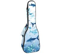 Housse imperméable pour ukulélé - Durable - 58,4 cm - Avec rangement et poignée - Motif baleine, dauphin, poisson, requin, Multicolore 01., 25.9x9x3.1in/66x23x8cm, Organiseur de sac