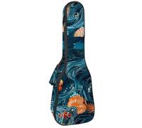 Housse imperméable pour ukulélé - Durable - 58,4 cm - Avec rangement et poignée - Motif baleine, dauphin, poisson, requin, Multicolore 07, 25.9x9x3.1in/66x23x8cm, Organiseur de sac