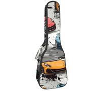 Housse imperméable pour ukulélé - Durable - 58,4 cm - Avec rangement et poignée - Voiture de course pour excès de vitesse avec drapeau à carreaux et piste de course, Multicolore 07, 25.9x9x3.1in