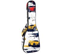 Housse imperméable pour ukulélé - Durable - 58,4 cm - Avec rangement et poignée - Voiture de course pour excès de vitesse avec drapeau à carreaux et piste de course, Multicolore 08, 25.9x9x3.1in