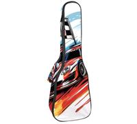 Housse imperméable pour ukulélé - Durable - 58,4 cm - Avec rangement et poignée - Voiture de course pour excès de vitesse avec drapeau à carreaux et piste de course, Multicolore 05, 25.9x9x3.1in