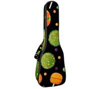 Housse imperméable rembourrée pour ukulélé concert avec sangles réglables - Silhouette de chauve-souris noire sur fond orange, Multicolore 05, 25.9x9x3.1in/66x23x8cm, Organiseur de sac