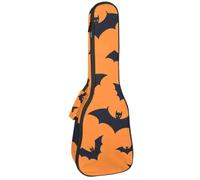 Housse imperméable rembourrée pour ukulélé concert avec sangles réglables - Silhouette de chauve-souris noire sur fond orange, Multicolore 01., 25.9x9x3.1in/66x23x8cm, Organiseur de sac