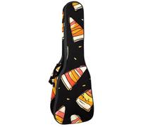 Housse imperméable rembourrée pour ukulélé concert avec sangles réglables - Silhouette de chauve-souris noire sur fond orange, Multicolore 06, 25.9x9x3.1in/66x23x8cm, Organiseur de sac