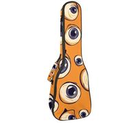 Housse imperméable rembourrée pour ukulélé concert avec sangles réglables - Silhouette de chauve-souris noire sur fond orange, Multicolore 10., 25.9x9x3.1in/66x23x8cm, Organiseur de sac