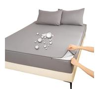 Housse Intégrale Matelas 130/140X190,160/170X190 Protège Matelas avec Fermeture Éclair Alèse Housse de Matelas de Protection Imprimé Respirant Couleur Unie Drap-Housses (140X190+12cm,Gray A)