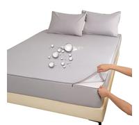 Housse Intégrale Matelas 130/140X190,160/170X190 Protège Matelas avec Fermeture Éclair Alèse Housse de Matelas de Protection Imprimé Respirant Couleur Unie Drap-Housses (160X190+19cm,Gray B)