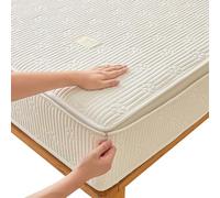 Housse Intégrale Matelas Coton Respirante Protege Matelas 140/160x190 avec Fermeture,Surmatelas Matelassé,Personnalisable -Protège/Protégé de Protection Matelas Doux Alèse Drap-Housse(170X200+35cm,Whi