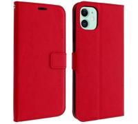 Housse iPhone 11 - AVIZAR - Vintage Rouge - Protection intégrale - Support vidéo - Rangements cartes