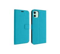 Housse iPhone 11 Etui Porte carte Support Vidéo Vintage Bleu turquoise