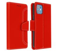 Housse iPhone 12 Mini - AVIZAR - Étui Folio Portefeuille Rouge - Éco-cuir - Fonction Support - Coque Souple