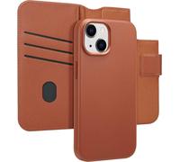 housse iPhone 15 - Cuir véritable - Accezz flip-up, 2 in 1 case - Marron