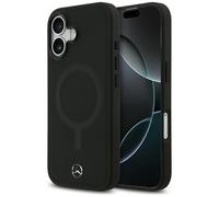Housse IPhone 17 Mercedes En Cuir Réel Noir Logo Métallique MagSafe