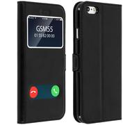 Housse iPhone 6/iPhone 6S Etui Clapet 2x Fenêtre Coque Silicone Gel - Noir