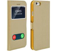 Housse iPhone 6/iPhone 6S Etui Clapet 2x Fenêtre Coque Silicone Gel - Or