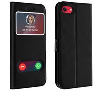 Housse iPhone SE 2022 / 2020 et 8 / 7 Etui Double Fenêtre Coque Silicone - noir