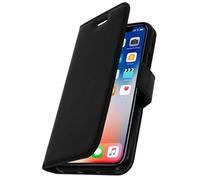 Housse iPhone X / XS - AVIZAR - Etui folio portefeuille - Éco-cuir - Fonction stand - Noir