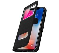Housse iPhone X / XS Etui Double Fenêtre Coque Silicone - noir