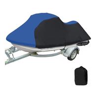 Housse Jet Ski 600D Housse de Protection Jet Ski Couvercle de Bateau a Moteur Universel Imperméable Anti-UV Trailerable Bâche de Jetski pour Yamaha Sea-Doo Kawasaki(Blue,Fits from 121"-135")